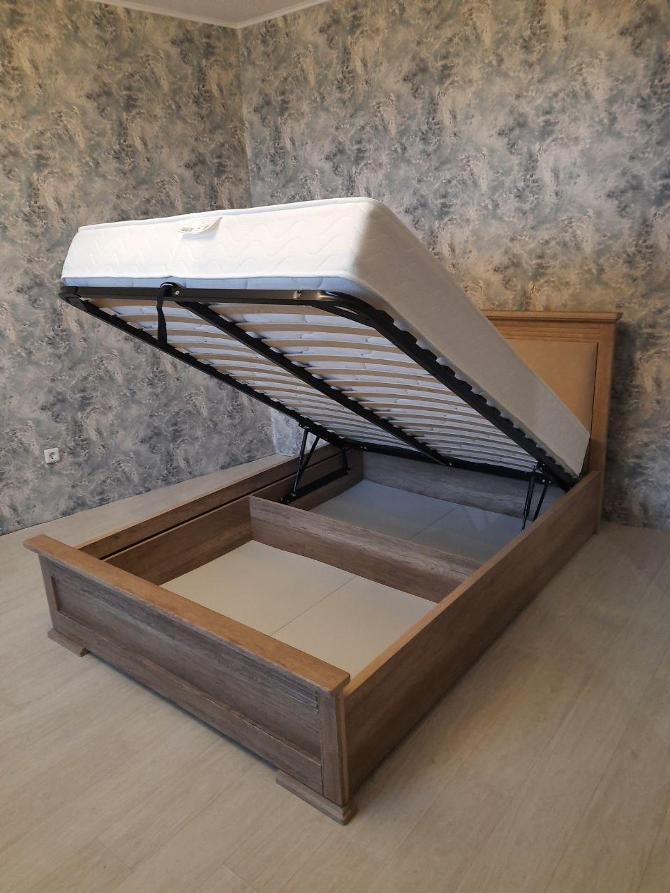 Двуспальная кровать "Верона" 140х190 с подъемным механизмом цвет бежевый изножье низкое