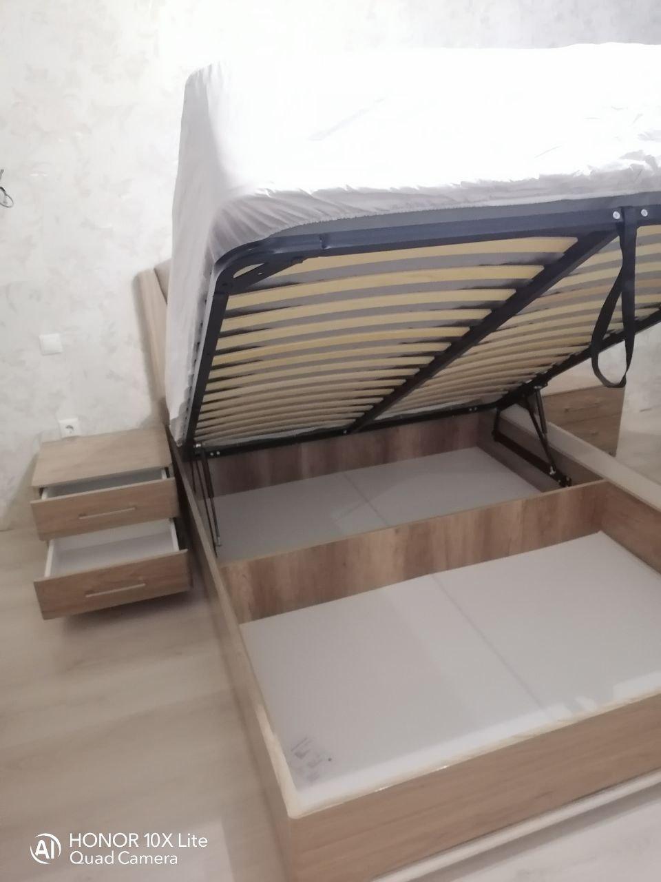 Двуспальная кровать "Милан" 140 х 200 с подъемным механизмом цвет дуб скальный глянец / best 04