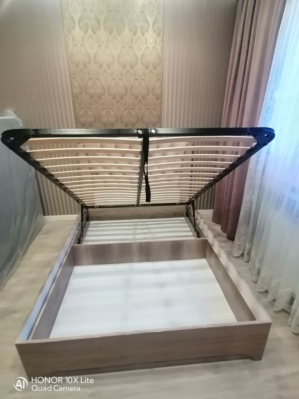 Двуспальная кровать "Милан" 160 х 190 с ортопедическим основанием цвет дуб скальный глянец / best 04