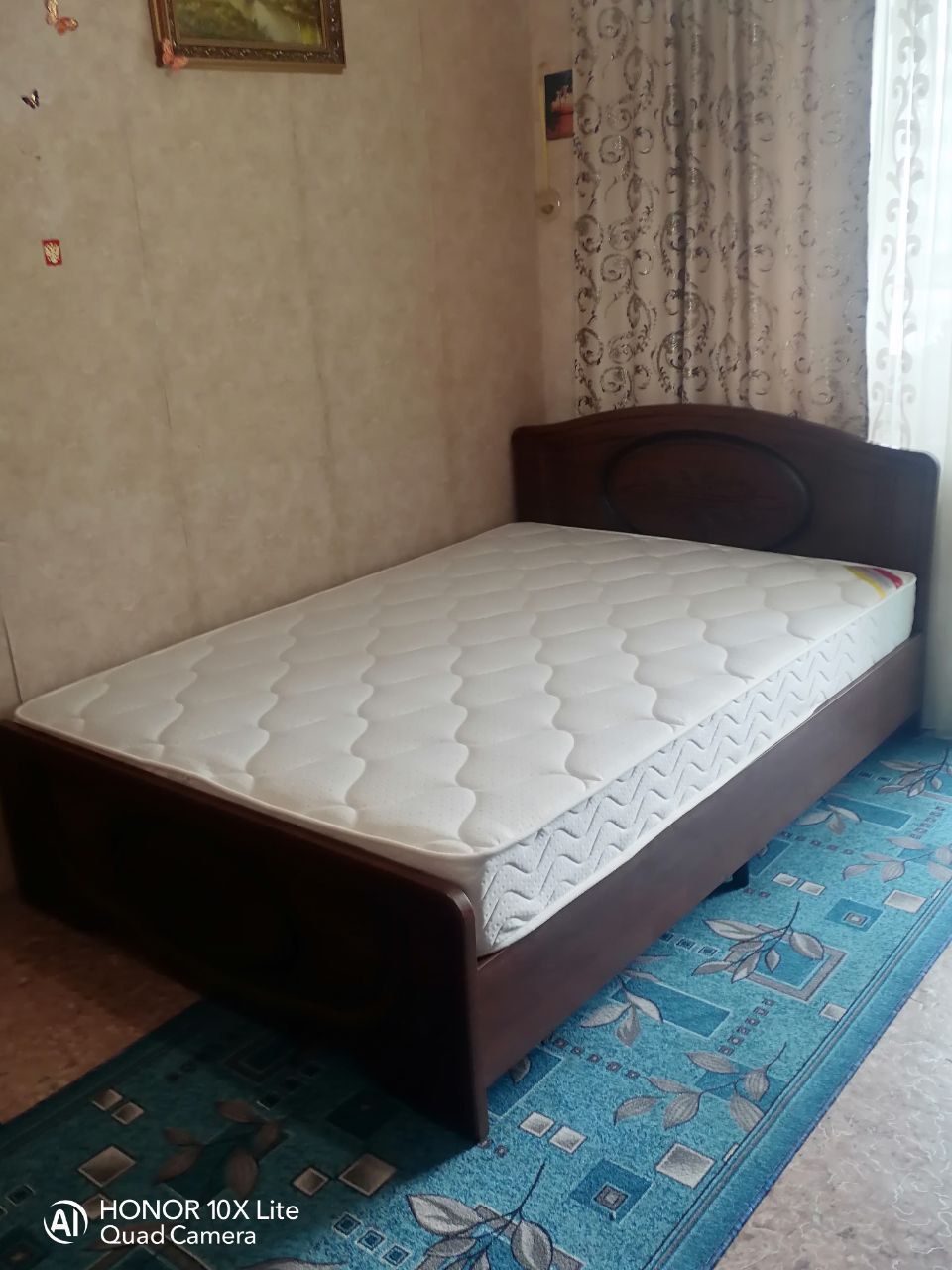 Двуспальная кровать "Натали" 180х200 с ортопедическим основанием цвет орех изножье низкое