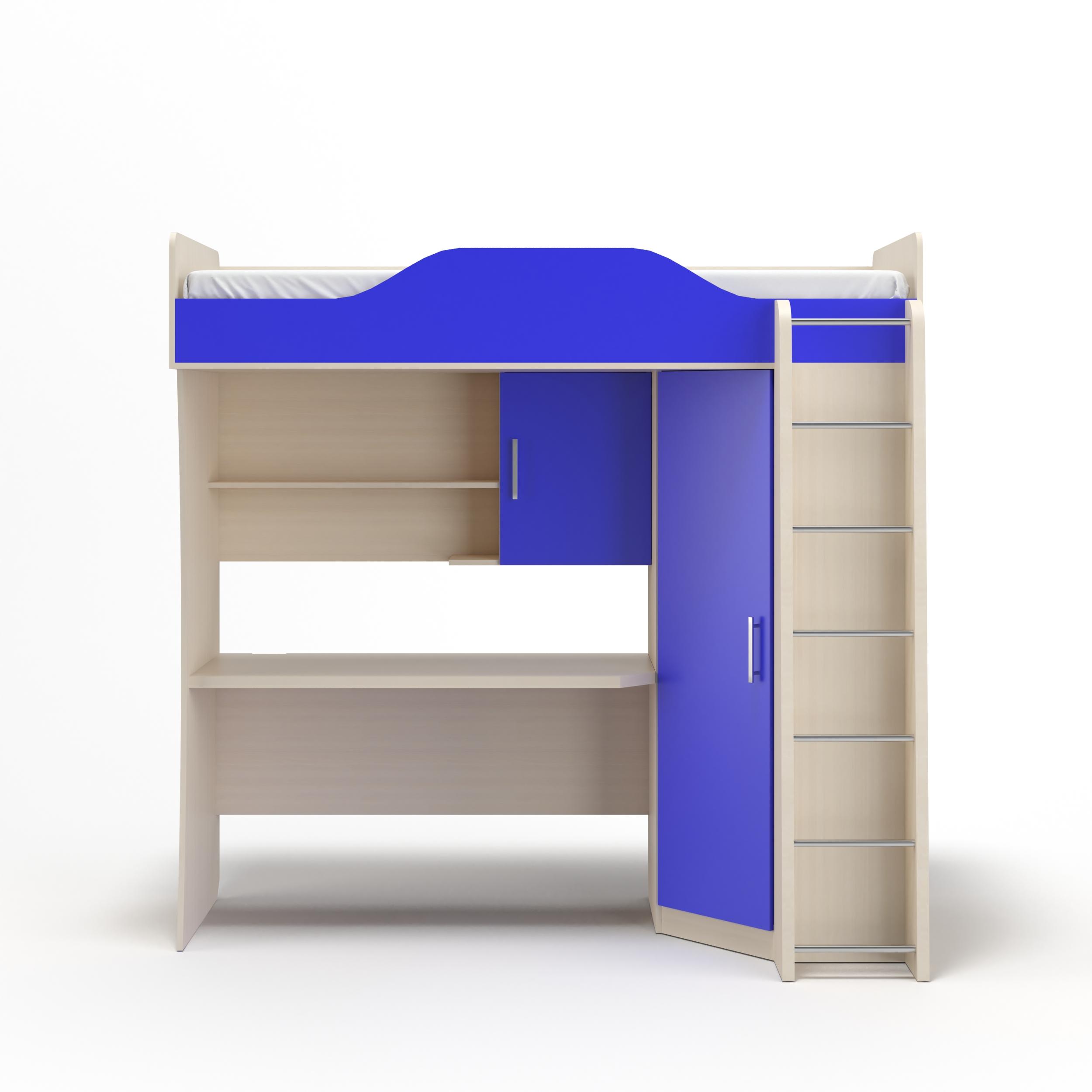 Кровать чердак синего цвета